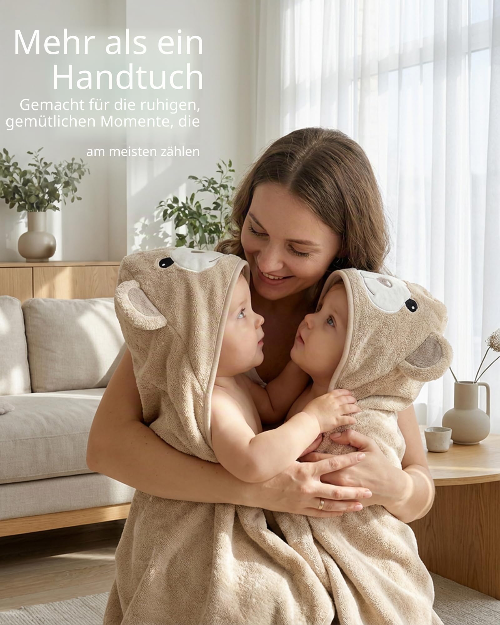 MINIBOO Bambus-Kapuzenhandtuch Baby - Weiches, saugstarkes Babybadetuch mit Kapuze für Neugeborene, Kleinkinder und Kinder - Hypoallergenes Babyhandtuch