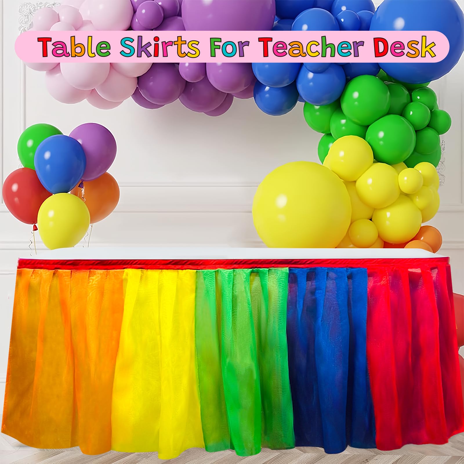 Ranbow Table Skrt Ruffle Uncorn Table Skrts For Rectangle Table 6ft - View #14