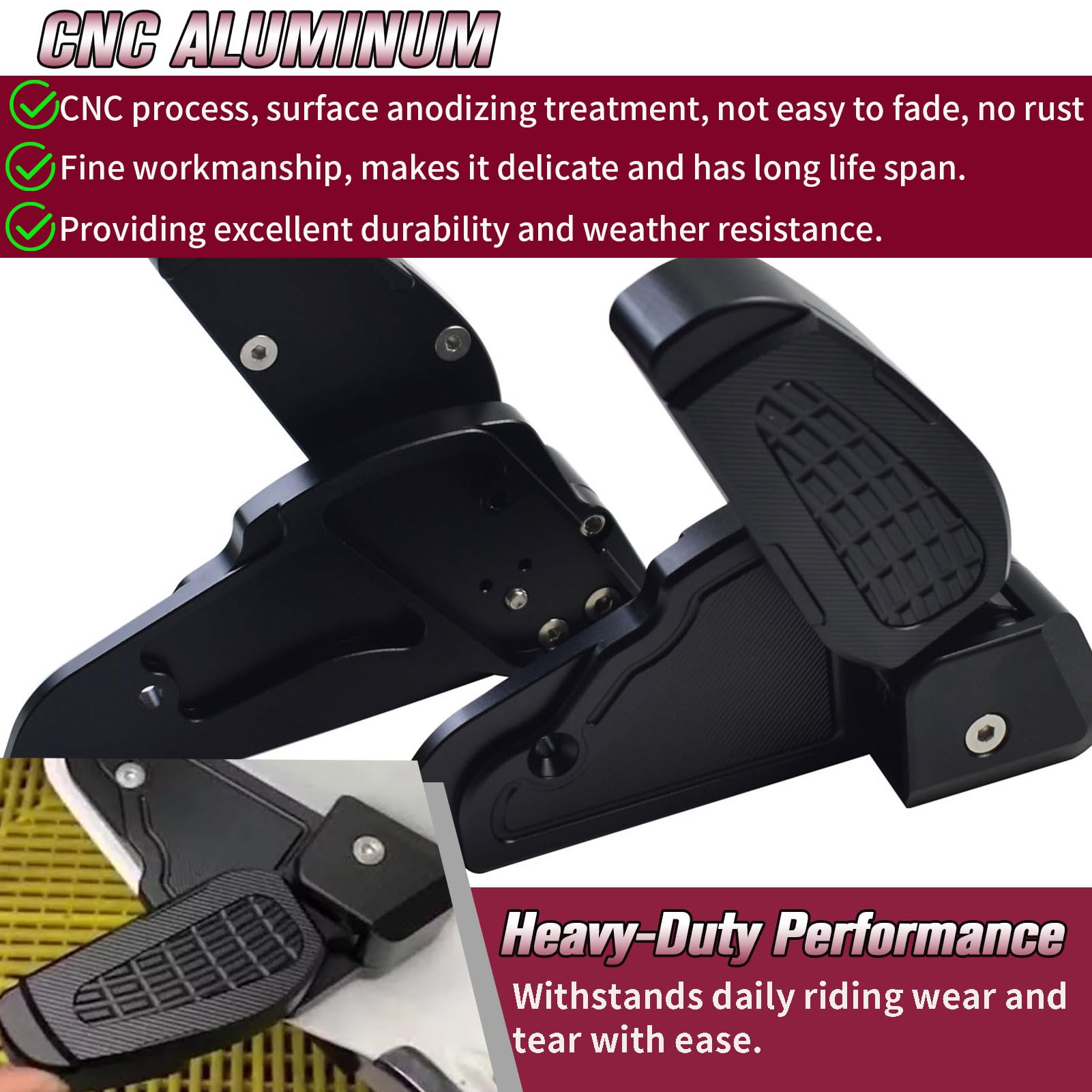 Moto Passeggero Posteriore Pedane Pedali Poggiapiedi Scooter Pedana Mmoto Modifica Pedale Alluminio per Vespa Primavera 125/150 Sprint 125/150 2015-2025 (Nero)