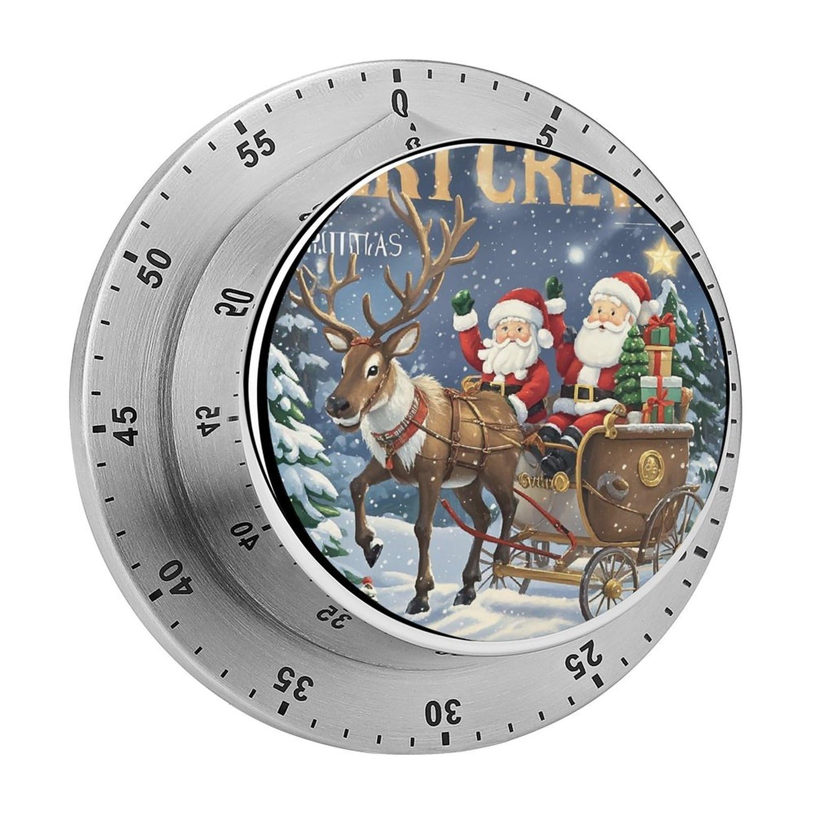 Before Christmas Timer Fashion Visual Timers Wind Up 60 Minutes Desk Timers Stainless Steel Magnetic Timer Countdown Clock No Batteries Loud Alarm for Kitchen Chef Cooking
