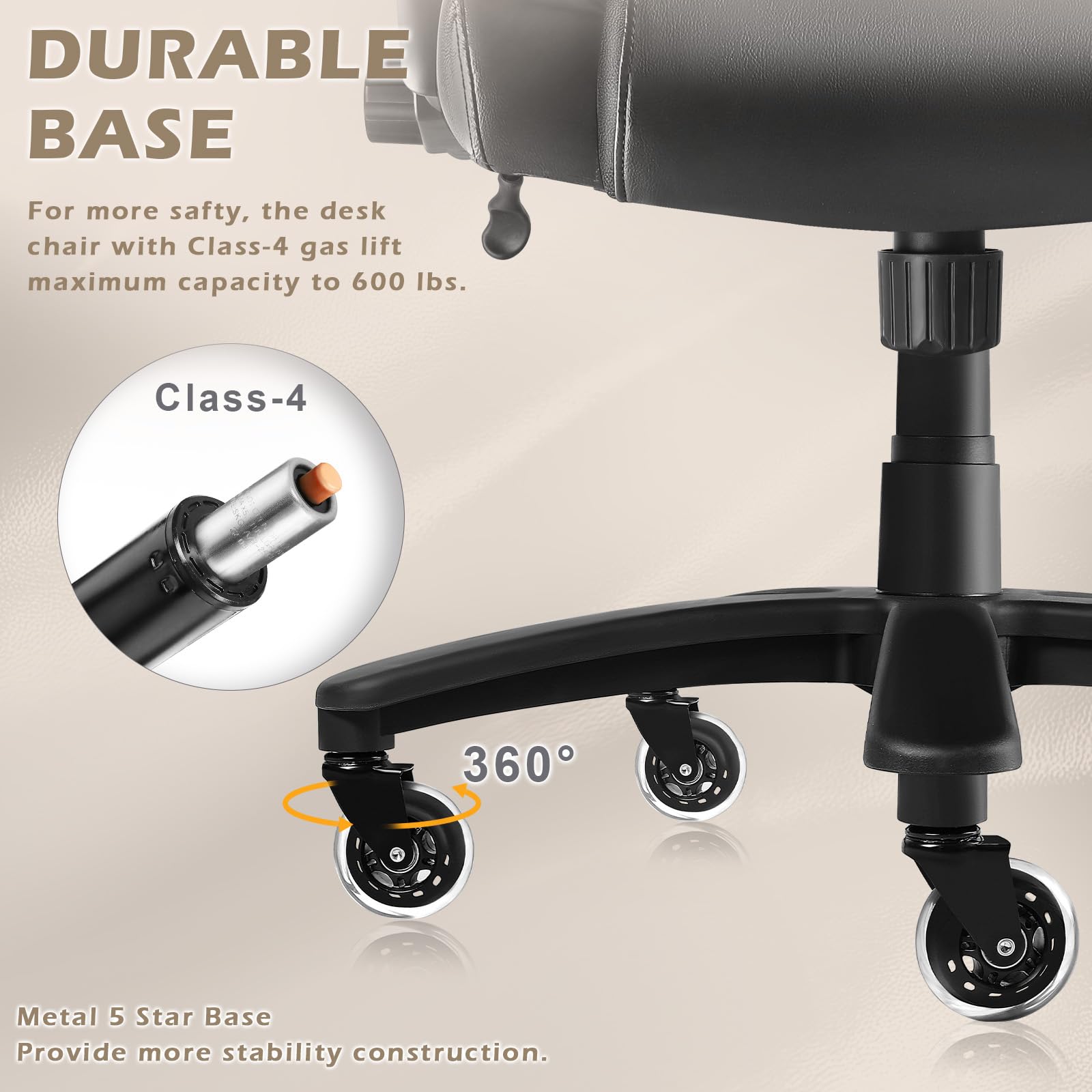 Lembeir 600lbs Big and Tall Office Chair Heavy Duty Executive Office Chair for Heavy People High Back Computer — view 7