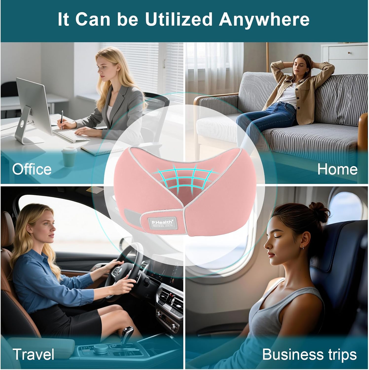 Travel Neck Pillow for Airplanes, Neck Support Pillow for Sleeping & Pain Relief, Stuffable & Cervical Support, Perfect for Plane Travel Essentials(Pink)