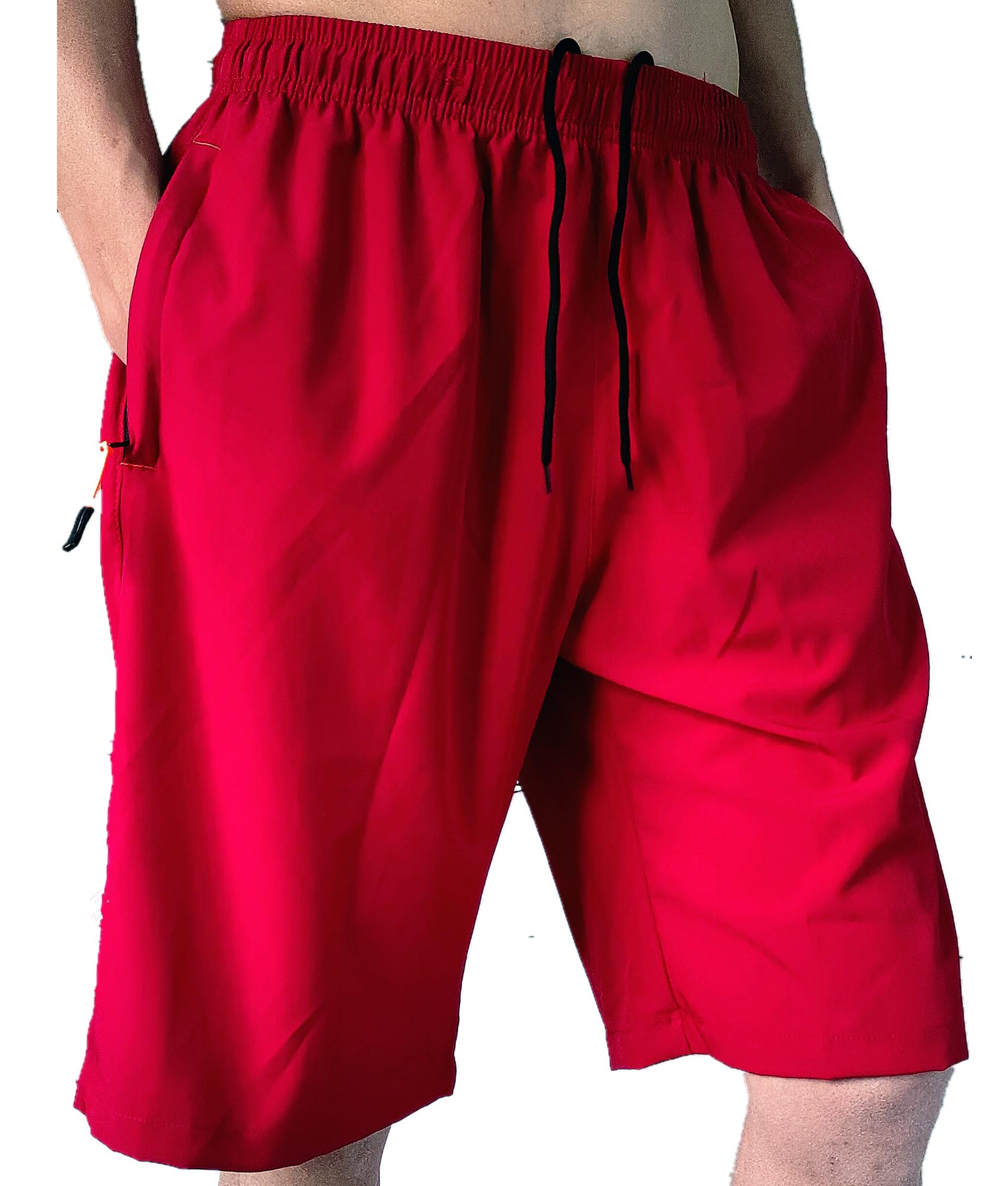 Mens Athletic Running Workout Shorts 11 Inches Swim Trunks Ziper