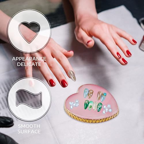 Miniatura 4 de Nail Art Palette, Resin Nail Art Palette Polish Mixing Colors Palettes with Golden Edge and Heart Shape Design Nail Painting Display Tray for Nail
