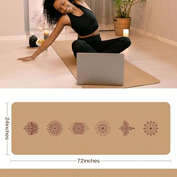 Premium Cork Thick Yoga Mat Non Slip for Gym Exercise & Fitness