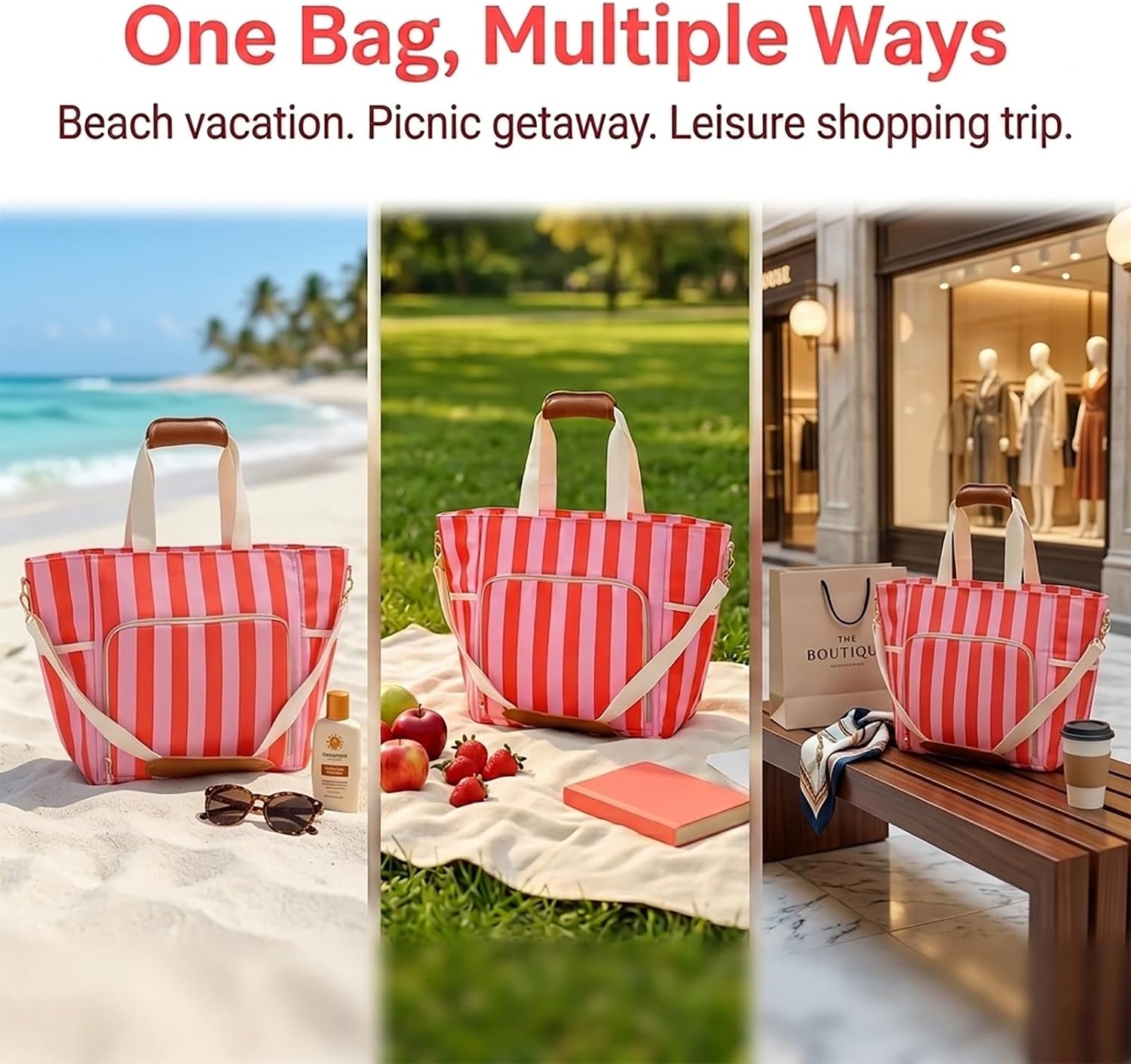 Large Insulated Soft Cooler Bag 30L with Thermal Insulation, Family Size Portable Cooler for Picnic, Beach, Camping, Travel