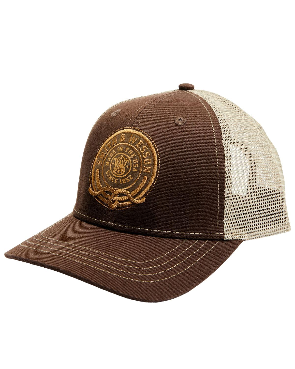 Smith & Wesson® Officially Licensed Men's Trucker Hat, Adjustable Snapback, 6-Panel Mesh Baseball Cap, One Size Fits Most