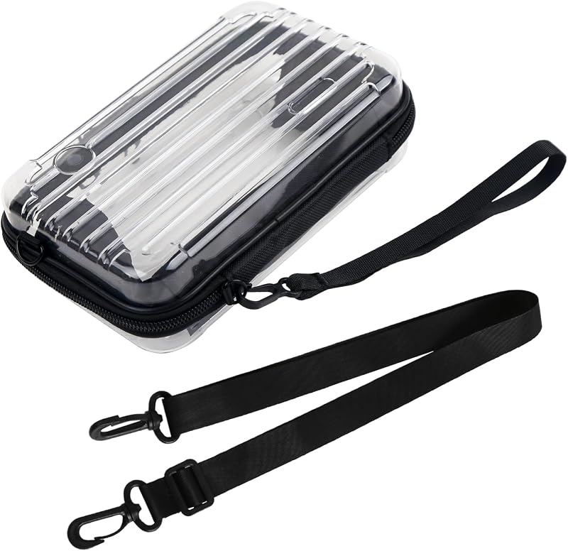 Necessaire de maquiagem ASUNFO transparente com estrutura rígida, zíper e alça removível