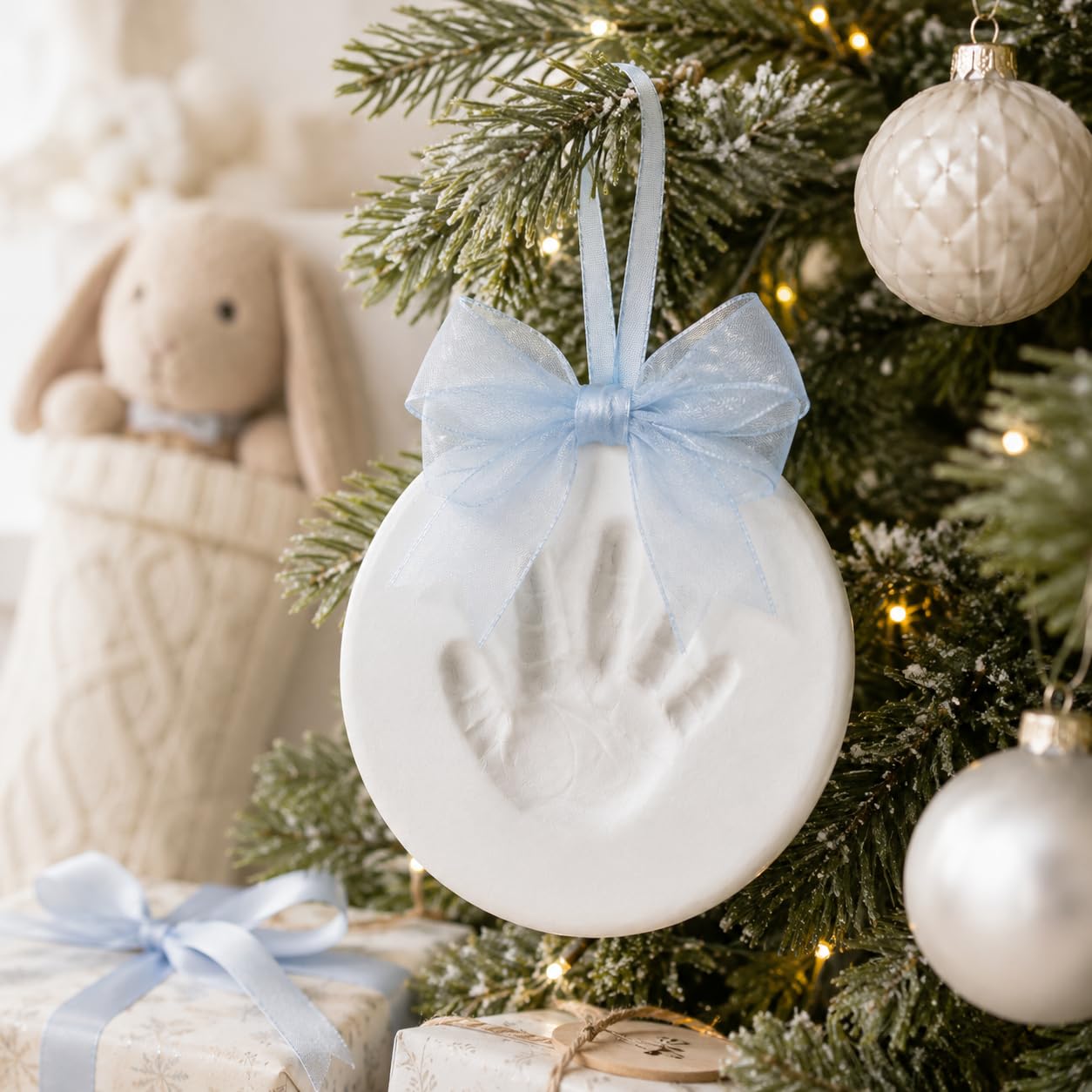 Kate & Milo Blue Baby Handprint & Footprint Ornament Kit – DIY Baby Keepsake Clay Impression, Baby’s First Christmas Ornament, Newborn Memory Gift, Baby Gift, Nursery Keepsake