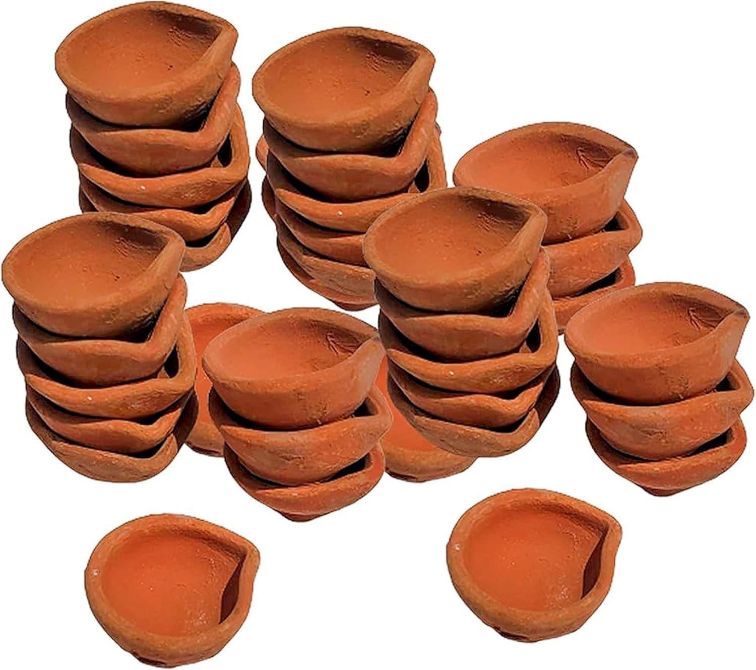Handmade Terracoaat Set of 21 Clay Diya for Diwali Decorations Oil Lamp Diwali Pooja Earthen Oil Lamps Miiti Indian Decor Festival Gifts Puja Items-D0253A