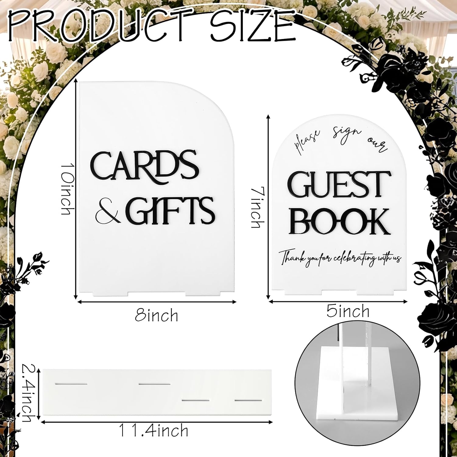 Amyhill 2 Pcs Acrylic Wedding Signs for Reception 8 × 10'' Cards and Gifts 5 x 7'' Please Sign Our Guestbook Sign with Stand Wedding Table Decor for Marriage Memorial Ceremony(Black,Modern)