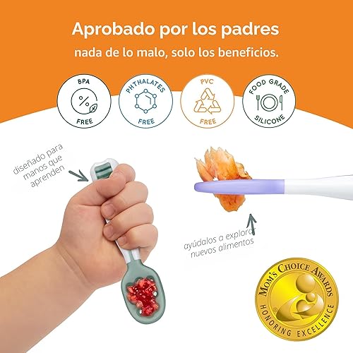 Miniatura 5 de NumNum Juego de cucharas para bebé, utensilios esenciales Pre-Spoon GOOtensils para 6+ meses, cucharas de autoalimentación de primera etapa