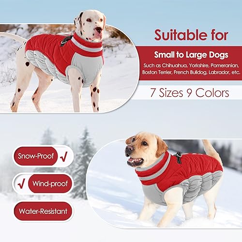 Miniatura 7 de AOFITEE Abrigo de invierno para perro, chaqueta cálida de forro polar para clima frío, chaleco deportivo reflectante con cremallera para cachorros,