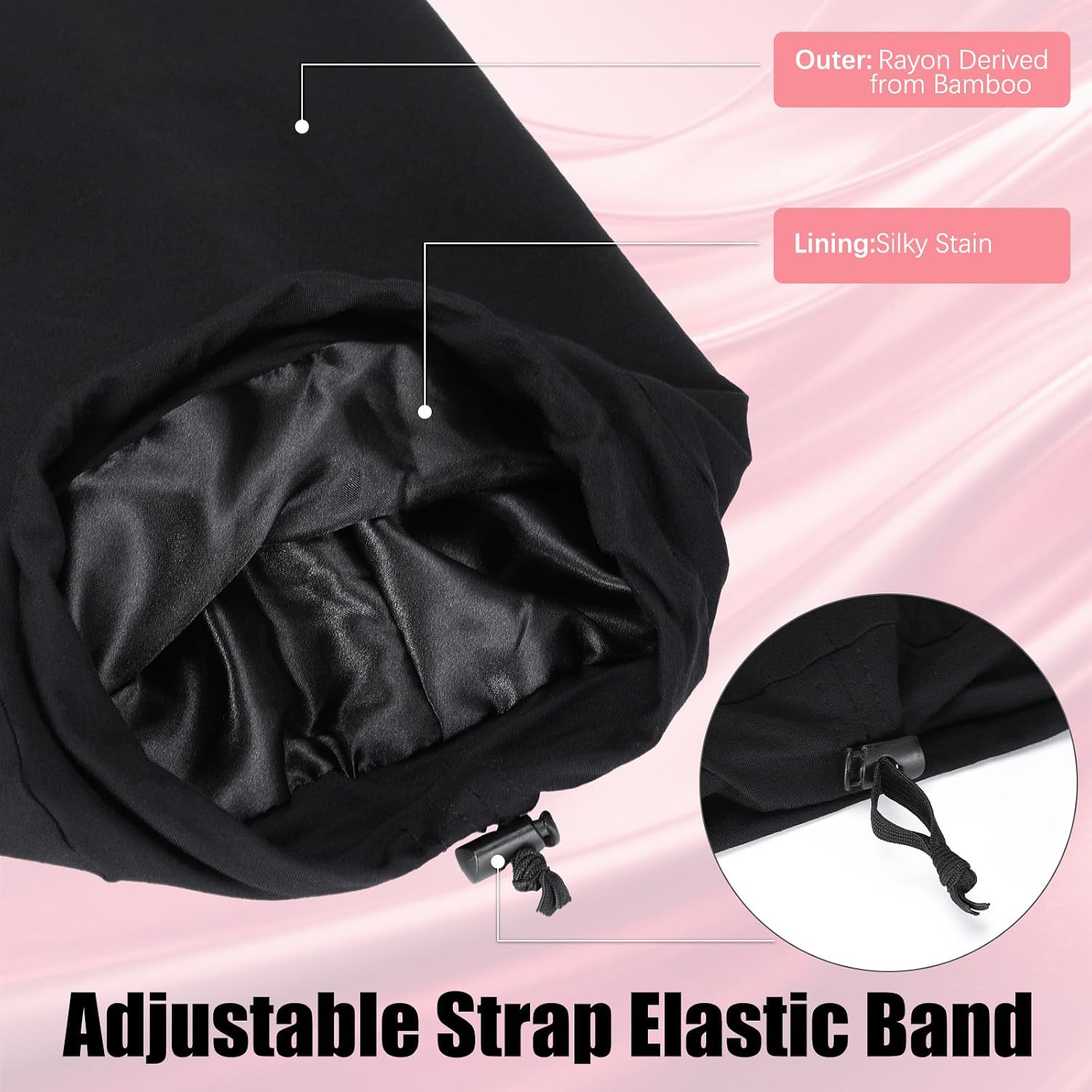 Mepase 3pcs 27” Extra Long Silk Satin Bonnet for Women Double Layered Long Bonnet for Braids Curly Hair Dreadlocks for Curly Sleeping Large Silk Sleep Cap for Black Women Frizzy Hair