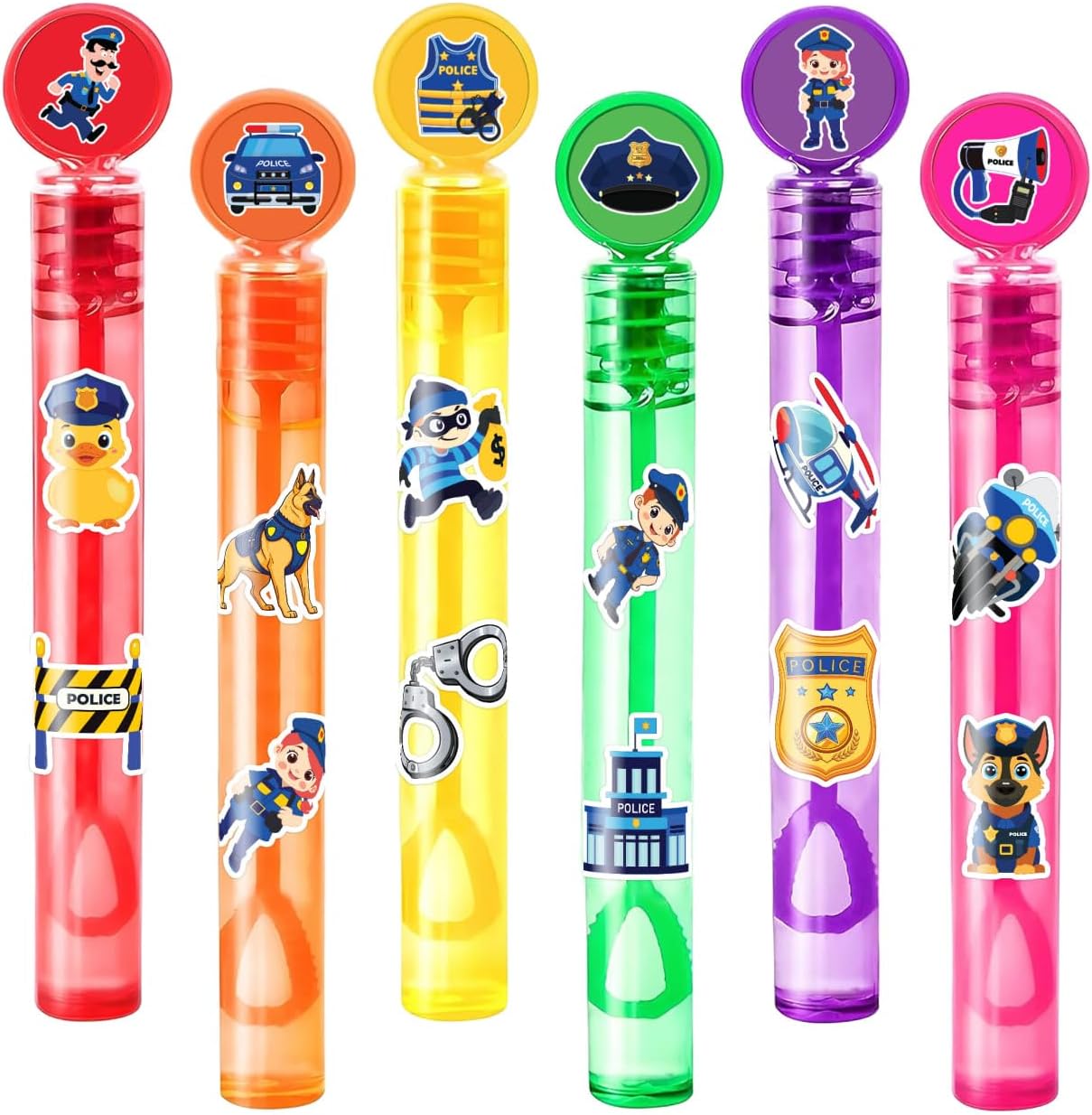 Police Party Favors for Kids – 24PCS Cop-Themed Mini Bubble Wands, Great for Birthday Supplies, Pinata Fillers, Goodie Bags & Classroom Rewards