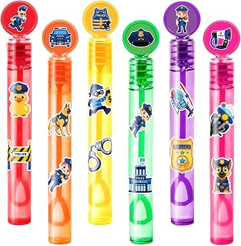 Police Party Favors for Kids 24PCS Cop-Themed Mini Bubble Wands | Birthday Supplies, Pinata Fillers, Goodie Bags, Classroom Rewards