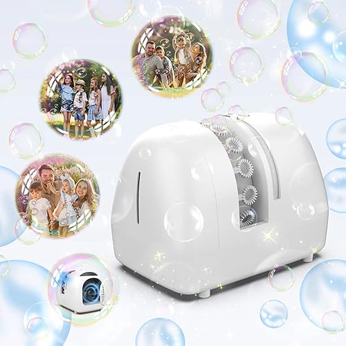 Máquina de burbujas para fiestas infantiles, funciona con enchufe o baterías, soplador al aire libre, fiestas temáticas de vida, bodas, fiestas de