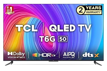 TCL 126 cm (50 inches) 4K Ultra HD Smart QLED Google TV 50T6G (Black)