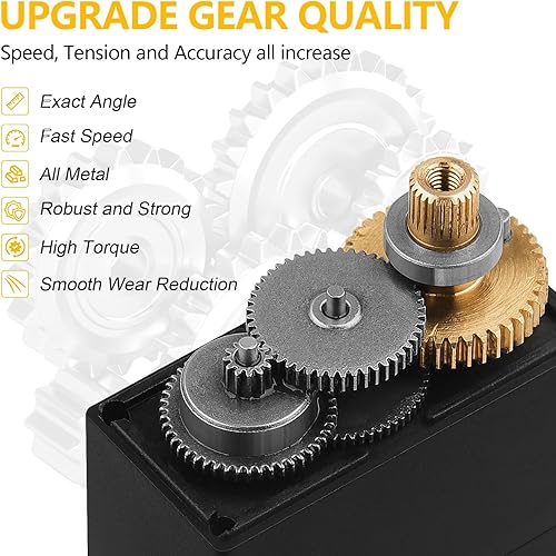 Vista 10 de Paquete de 4 servomotores MG995 ángulo de control 180 de engranaje de metal servo servo de 28.7 lbs de par digital de alta velocidad para DIY Smart