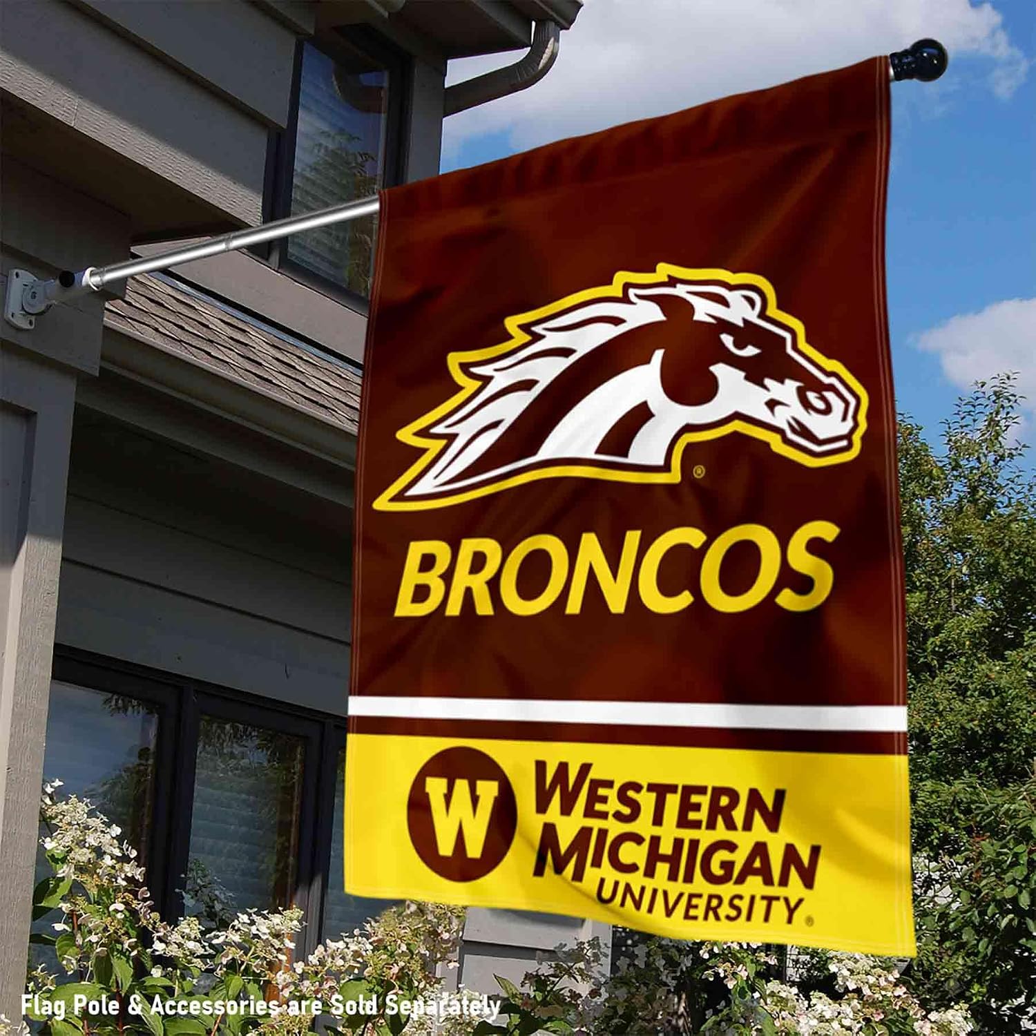 College Flags & Banners Co. Western Michigan Broncos Wordmark Logo House Flag Banner