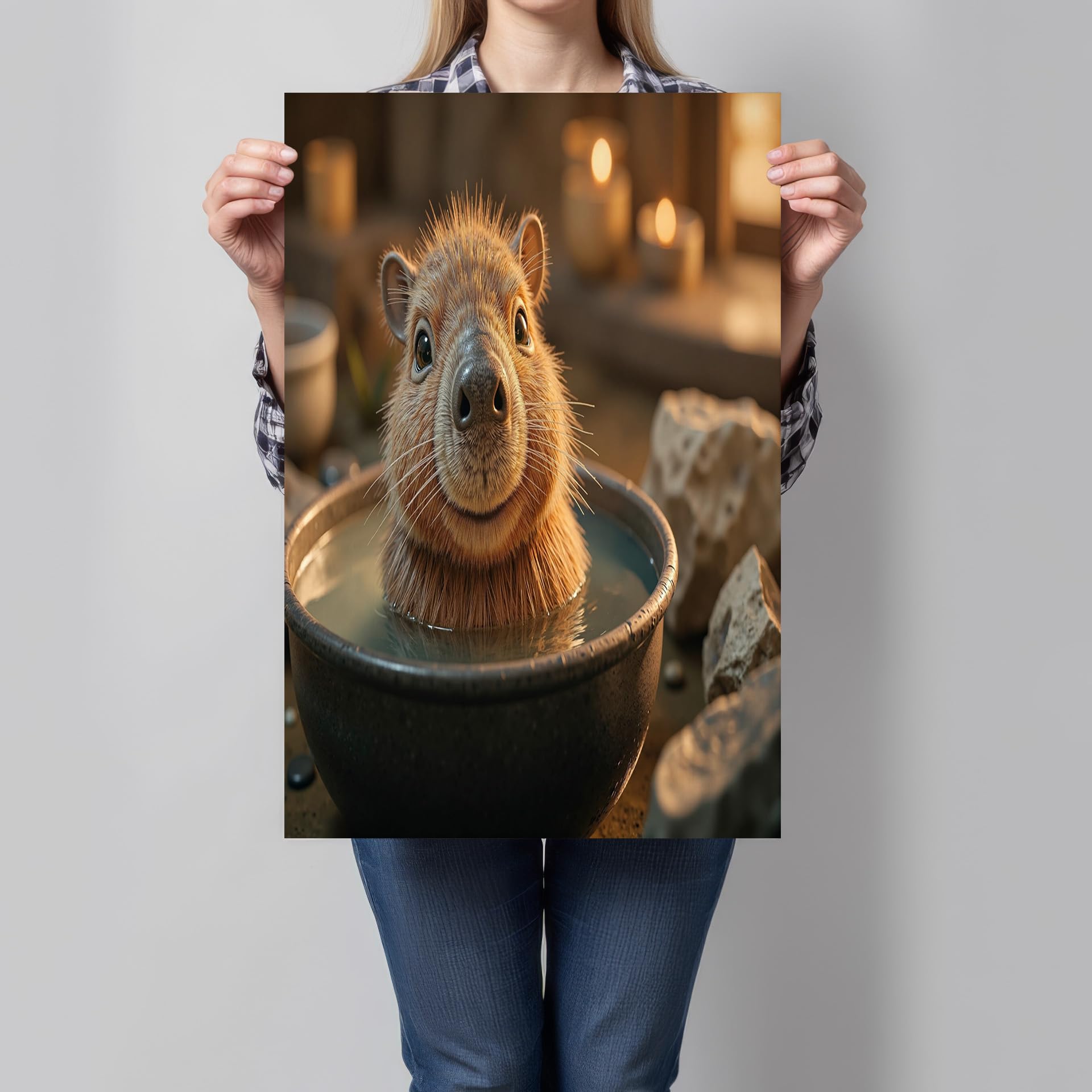 Tableau Décoratif Intissé Capybaras Impression Sur Toile 60x90cm - 8