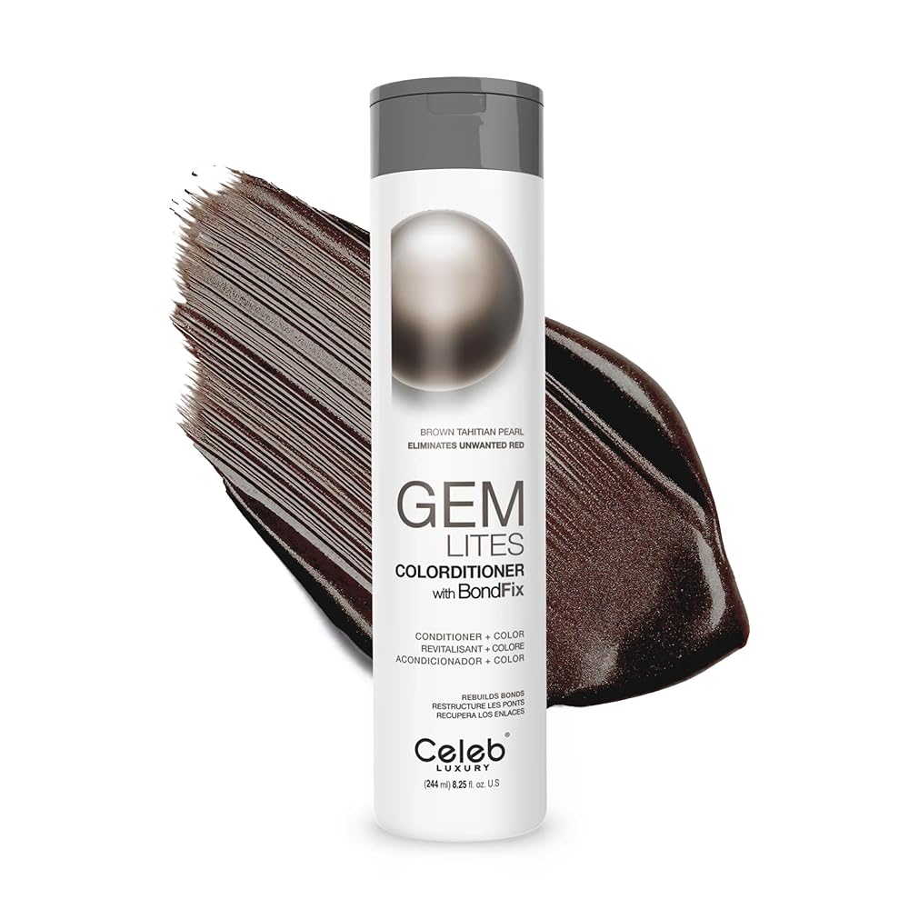 Celeb Luxury Gem Lites Brown Tahitian Pearl Colorditioner, Color Depositing Conditioner with Bondfix Bond Rebuilder, Semi Permanent Hair Colour Glaze, Removes Unwanted Warmth in Brunettes