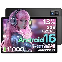 U13 Android 16 Tablet with Gemini AI,13 inch Tablet,11000mAh Battery,32GB+256GB,2.2Ghz Octa-Core Processor,90Hz Display Gaming Tablets,13MP+8MP,7.9mm Ultra-Thin Body,Face Unlock