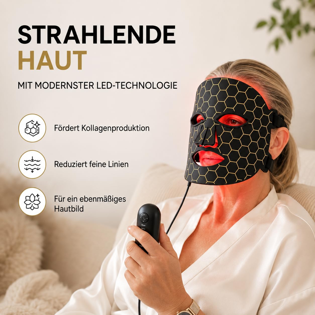 Masque LED pour le visage - 7 couleurs - Masque de luminothérapie pour rajeunir la peau et anti-âge - Photonthérapie professionnelle contre les rides et l'acné - Avec télécommande et protection