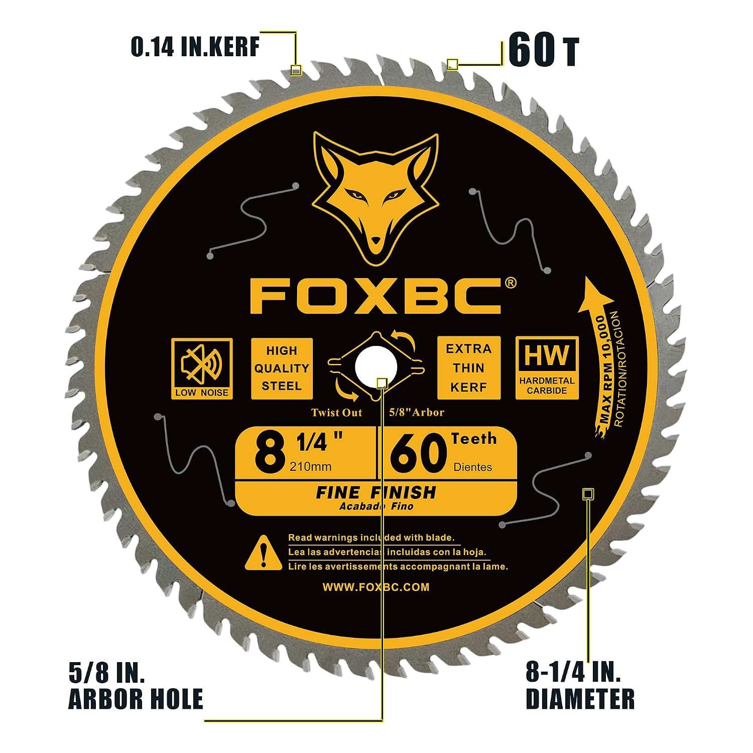 FOXBC 8-1/4 Inch Circular Saw Blade 40 Tooth, 60 Tooth for Wood Cutting - Two Pack