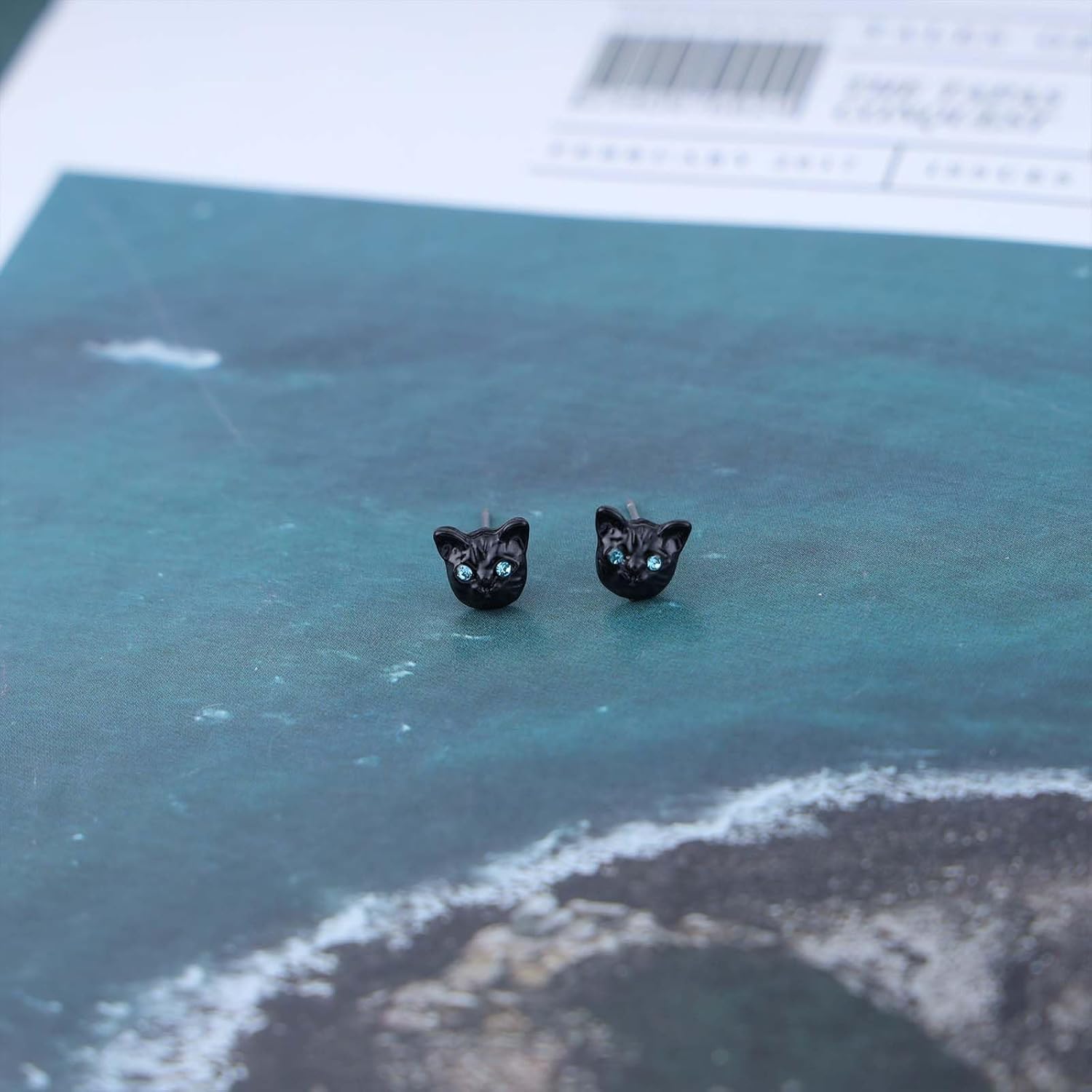 Vintage Black Cat Head Earrings Goth Cat Stud Earrings Gothic Cat Earrings Funny Animal Earrings Jewelry for Women - Image 3