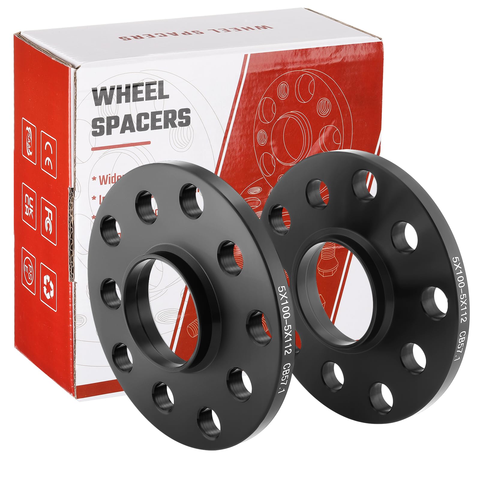 Spurverbreiterung 20 mm (2x10 mm) 5x112 Nabendurchmesser 57,1 mm inkl.Kompatibel mit VW Golf Kompatibel mit Audi Kompatibel mit Seat mit Radschrauben M14x1,5x50mm Spurplatten Distanzscheibe