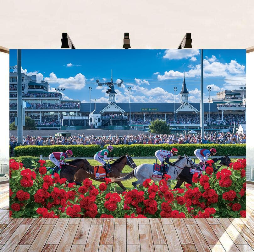 Fondo para fotografía 180x120 cm temático Horse Racing miniatura 2
