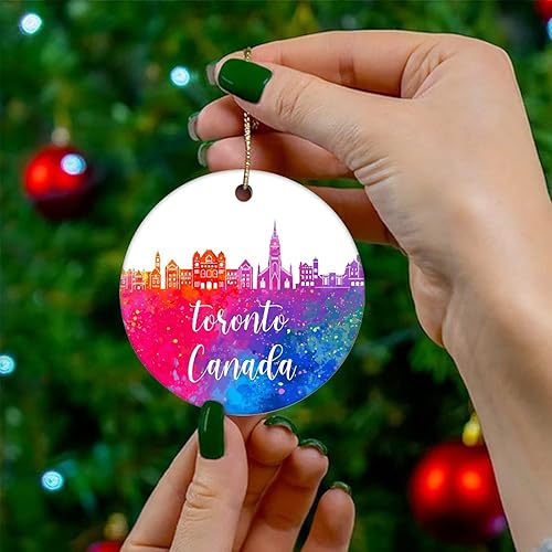 Miniatura 8 de Cheyan Divertido adorno de porcelana de Canadá-Vancouver para decoración del hogar colgantes de Navidad acuarela para árbol de Navidad adorno