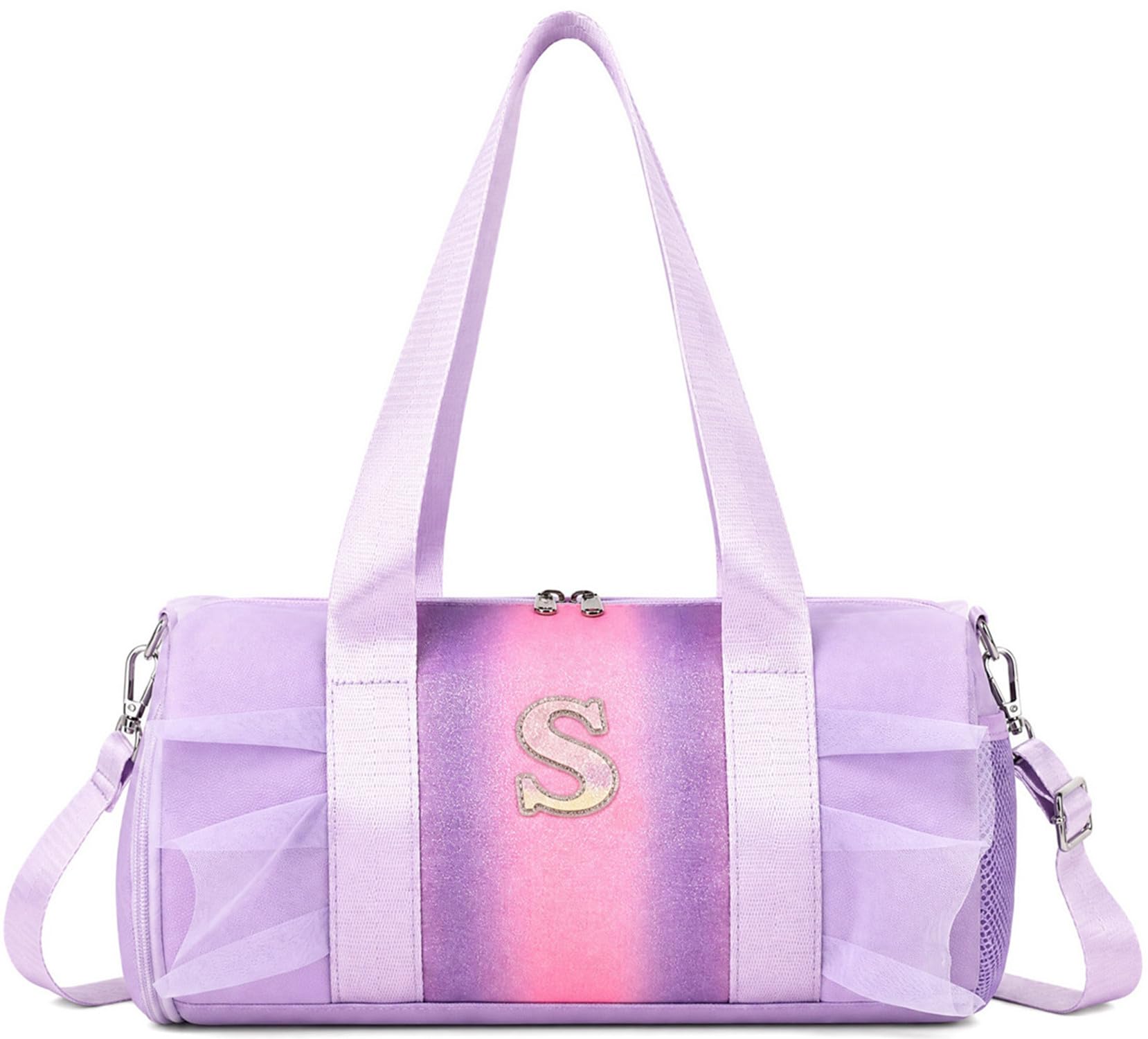 Ballet Bag for Girls, Dance Gymnastics Bag with Wet Pocket, Rainbow Kids Duffle Bag Sports Gym Bag for Little Ballerinas
