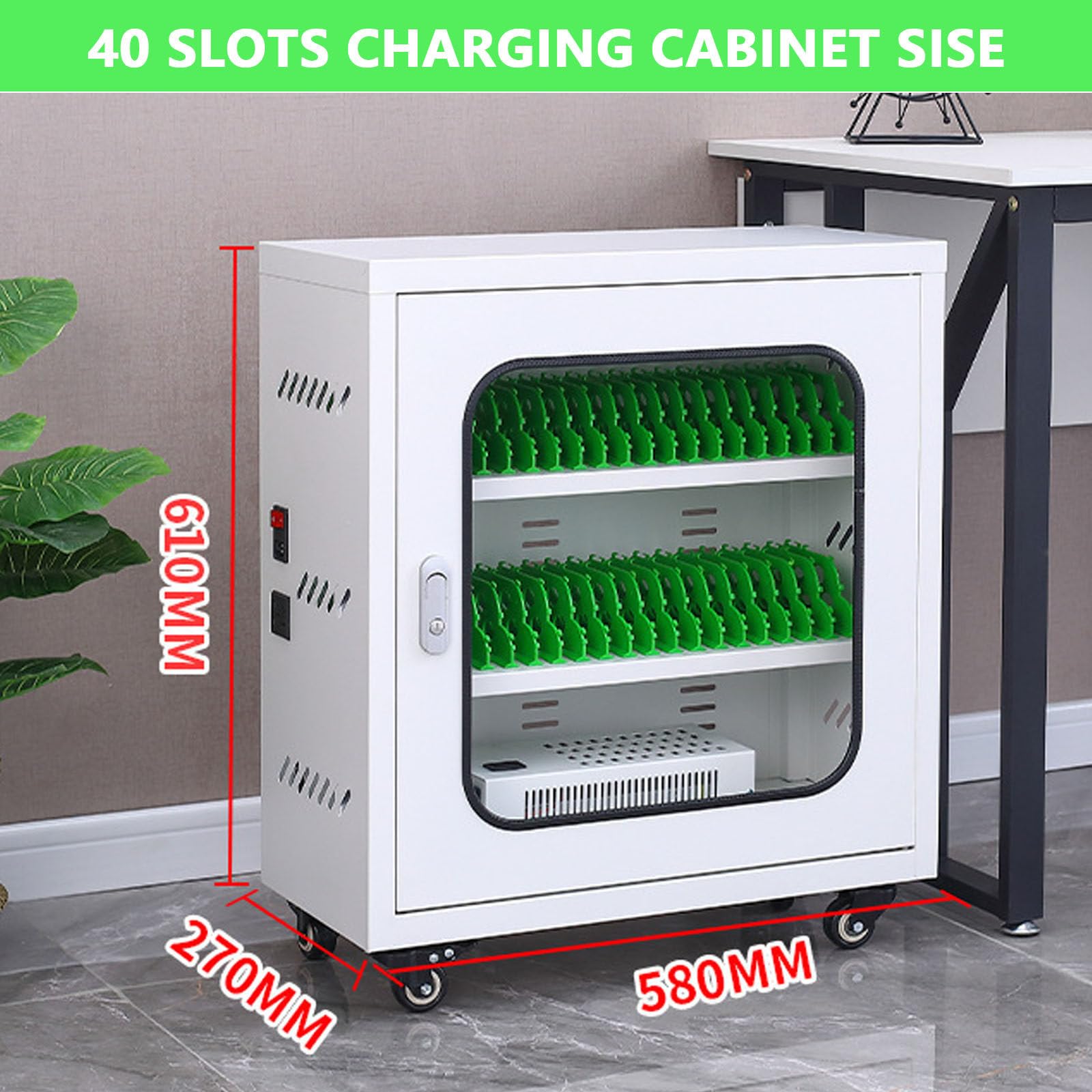 Stazioni di Ricarica per Cellulari + Armadietto per Cellulari 2 in 1 - Armadietto di Ricarica per Cellulari, Contenitore Portatile per Sale Conferenze in Aziende, 40 Scomparti