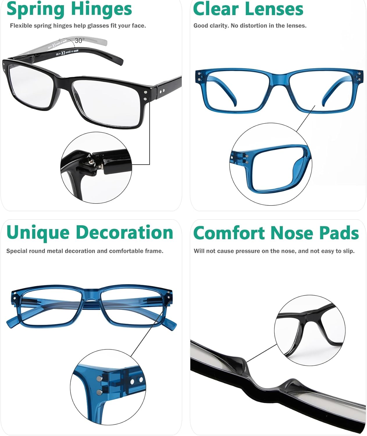 Eyekepper Vintage Reading Glasses for Men - 5 Pack Spring Hinges Classic Readers - Image 4