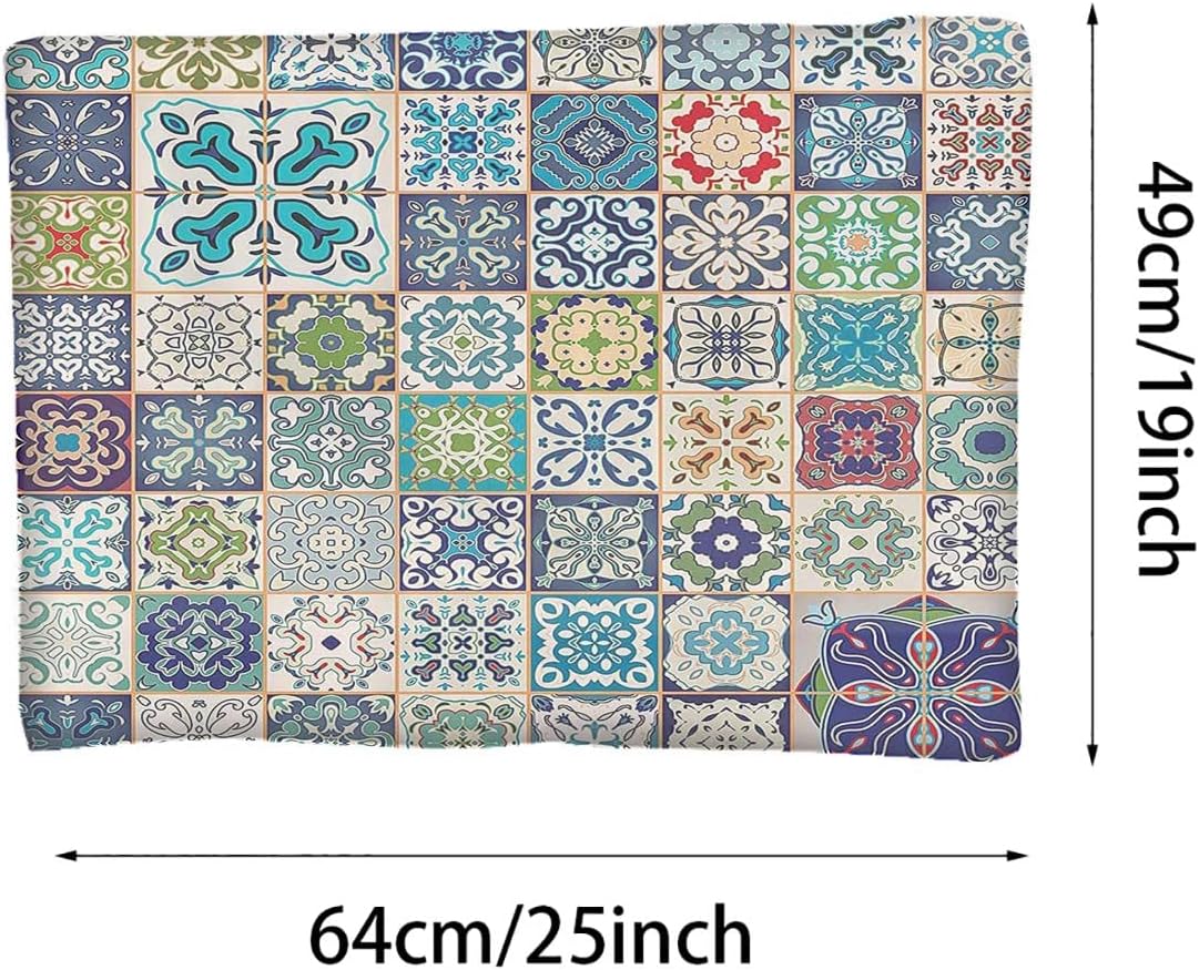 review Multi Thermal Pet Mat Bed Liner Floral Patchwork Design with Arabesque Figure Large Dog Bed Pad Pets Sleeping Bed Soft Warm Fluffy Kennel Pad Moroccan Decor 19
