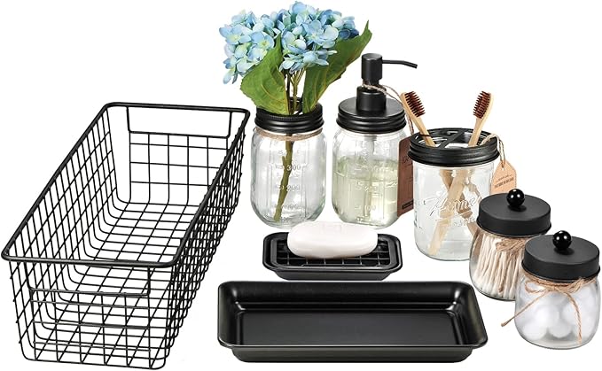 Mason Jar Bathroom Accessories Set