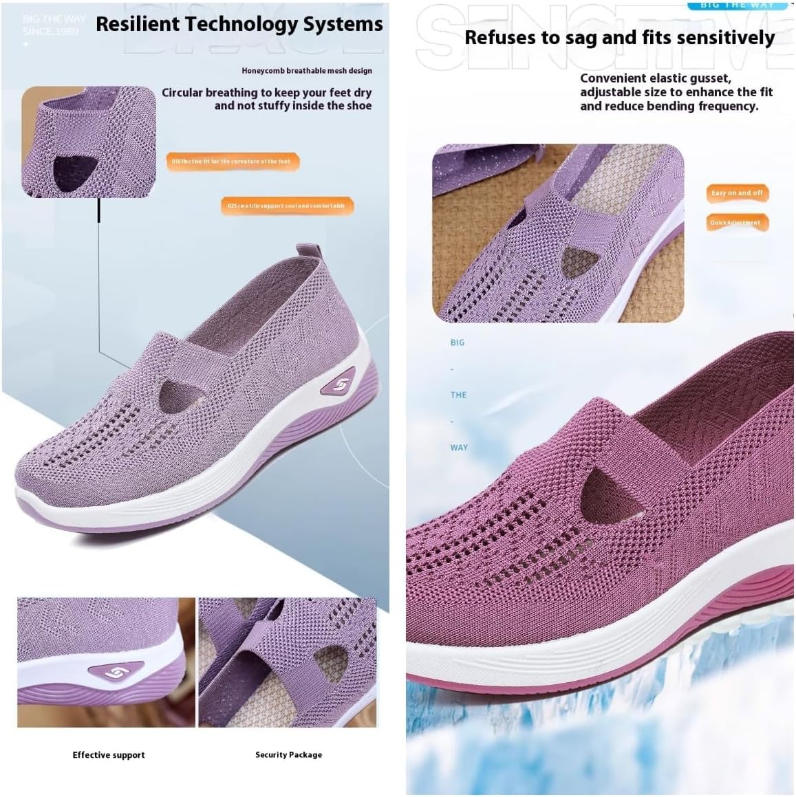 Orthopedic Shoes for Women,Womens Wide Width Breathable Sneaker Comfortable Non Slip on Sneakers Lightweight Arch Support Soft Foam Cushion Women's Woven Diabetic Walking Nurse Shoes - Image 6