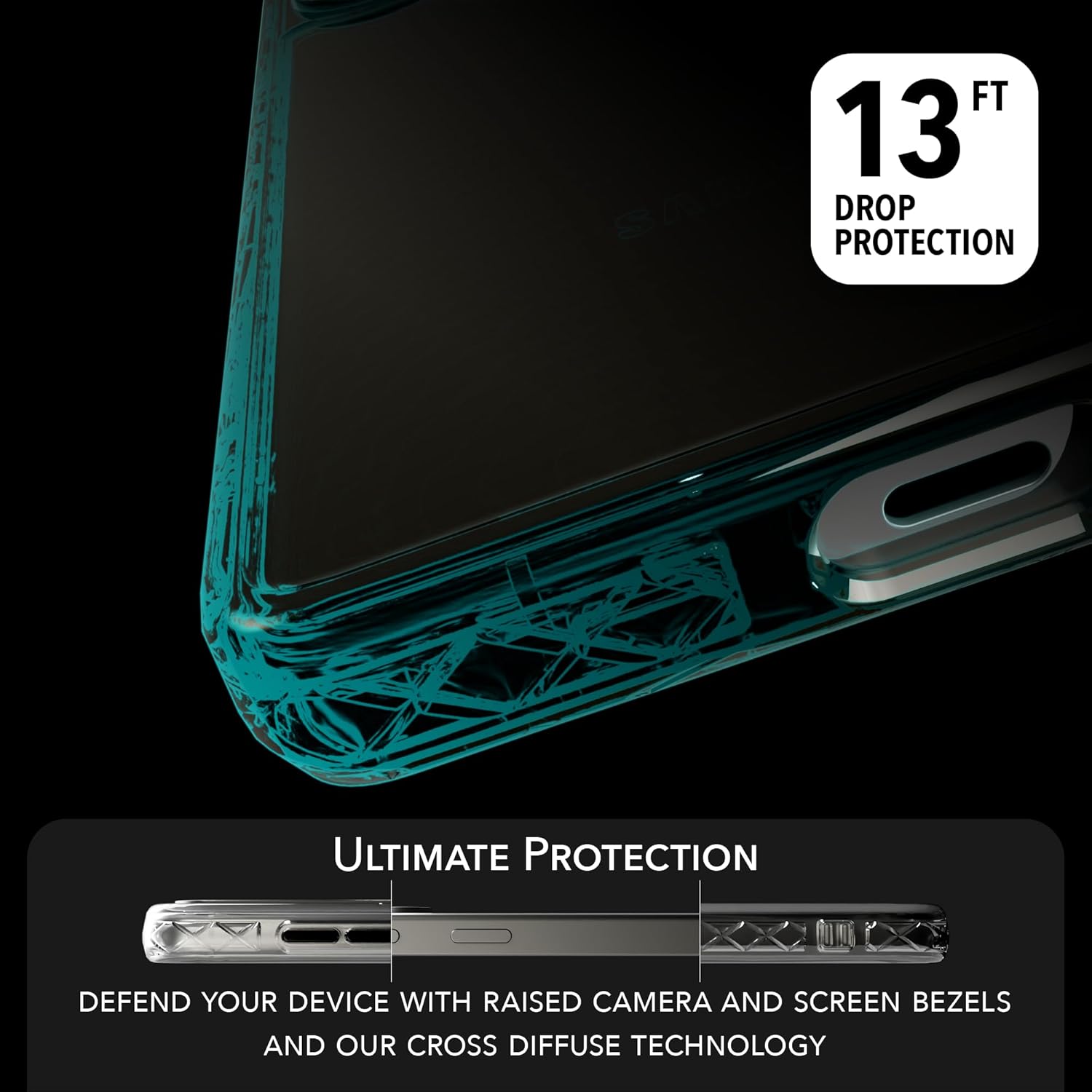 cellhelmet Altitude X Series Case in Onyx Black Designed for Galaxy S25 Ultra | 13-Foot Drop Test Certified | Shock & Drop Proof Durable | As Seen on Shark Tank