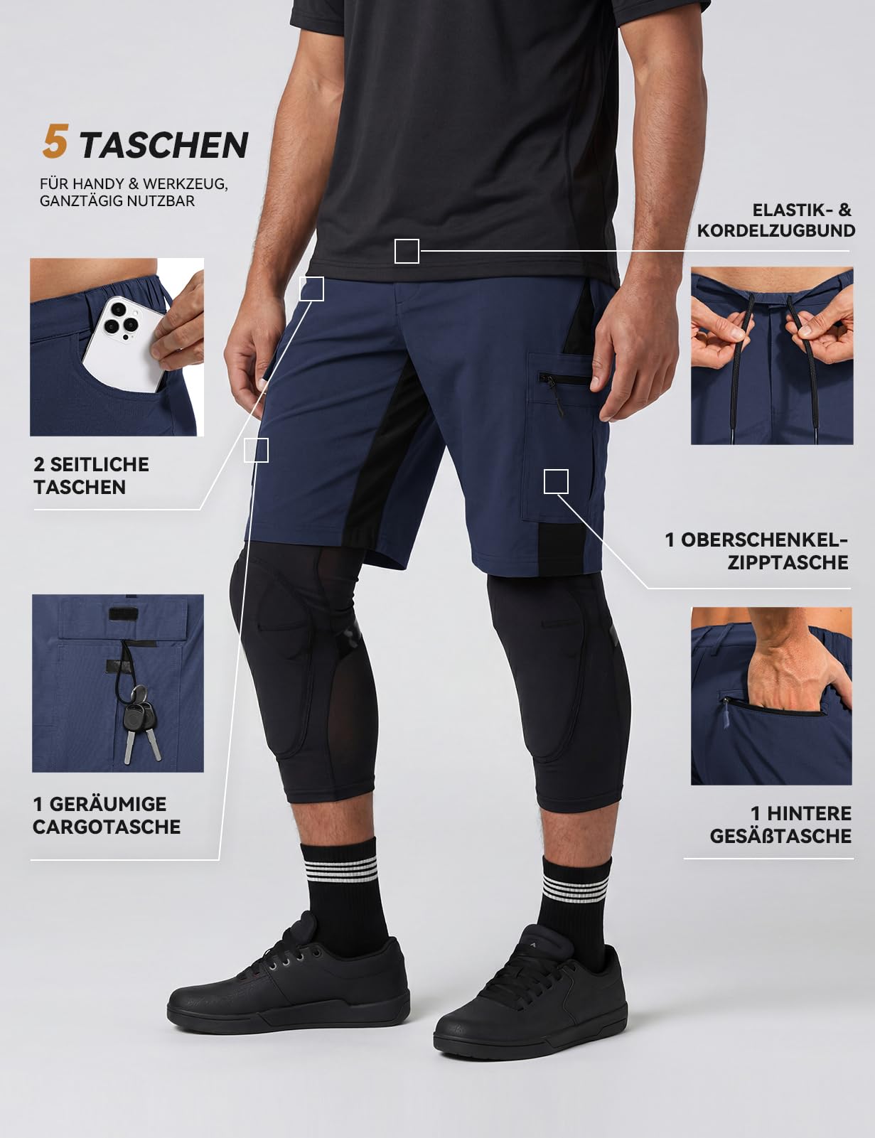 Cycorld Pantalones cortos de ciclismo para hombre, de secado rápido, con acolchado en el asiento, elásticos, para deportes al aire libre