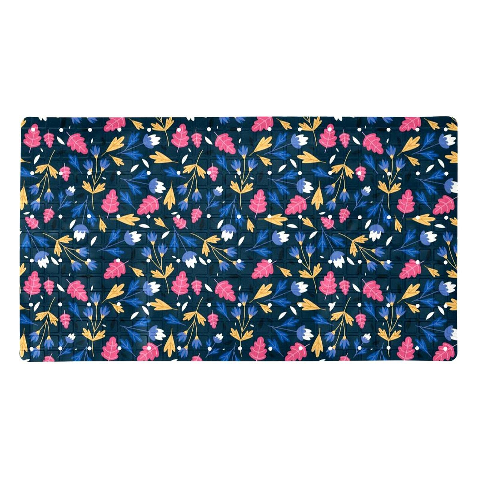 Tapis de bain avec ventouses et motif floral vintage antidérapant
