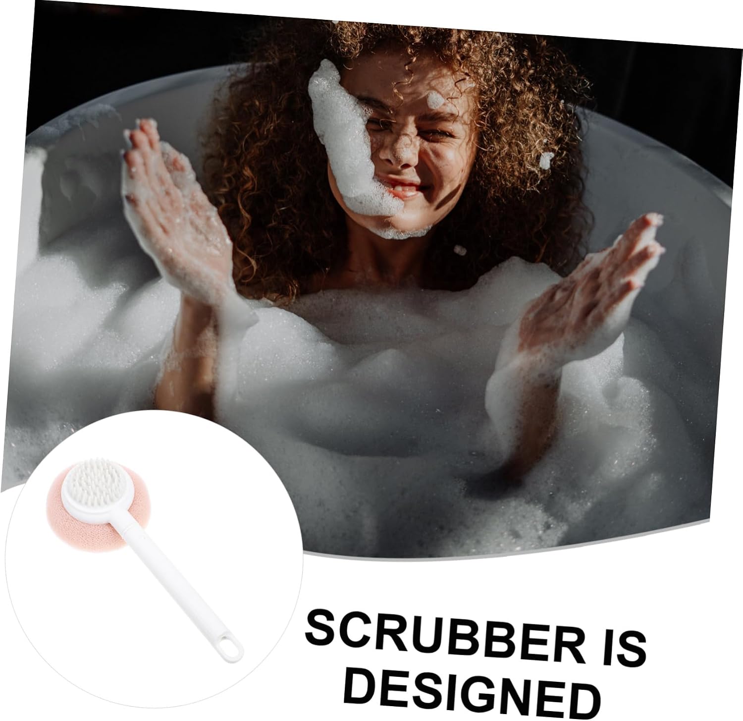 WOONEKY Long Handle Bath Brush Sponge Back Scrubber for Shower Body Exfoliating Brush