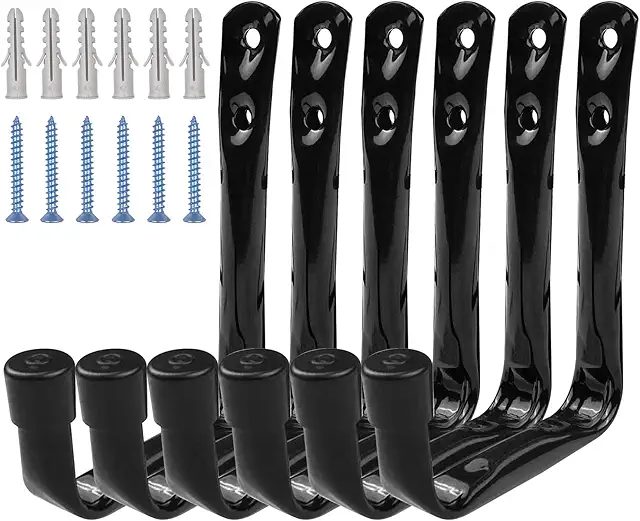 Gancho Pared 6 Piezas - Colgador Bicicleta y Herramientas, Acero Revestido Antideslizante