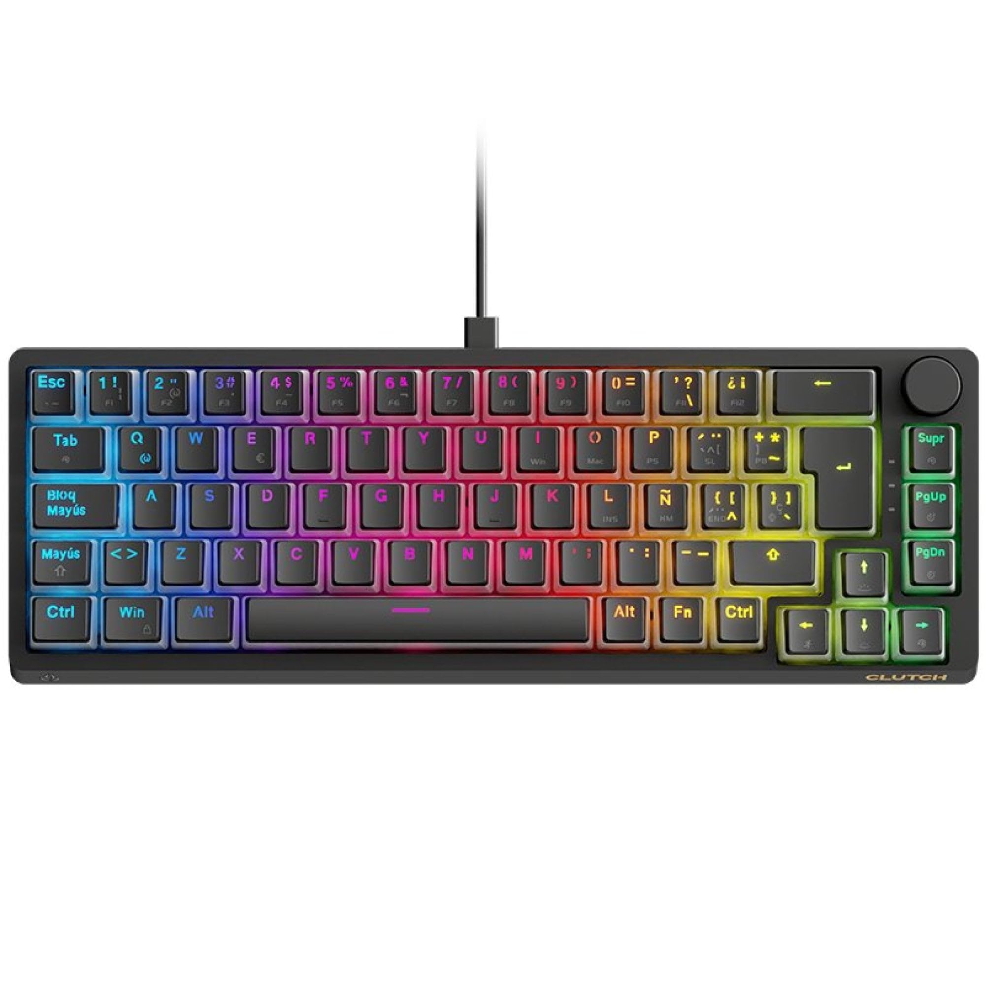 Forgeon Teclado Gaming Mecánico Clutch 60% RGB Switch Brown, Compacto 61 Teclas, Escritura Silenciosa, Anti-Ghosting, Diseño Portátil para PC Gaming