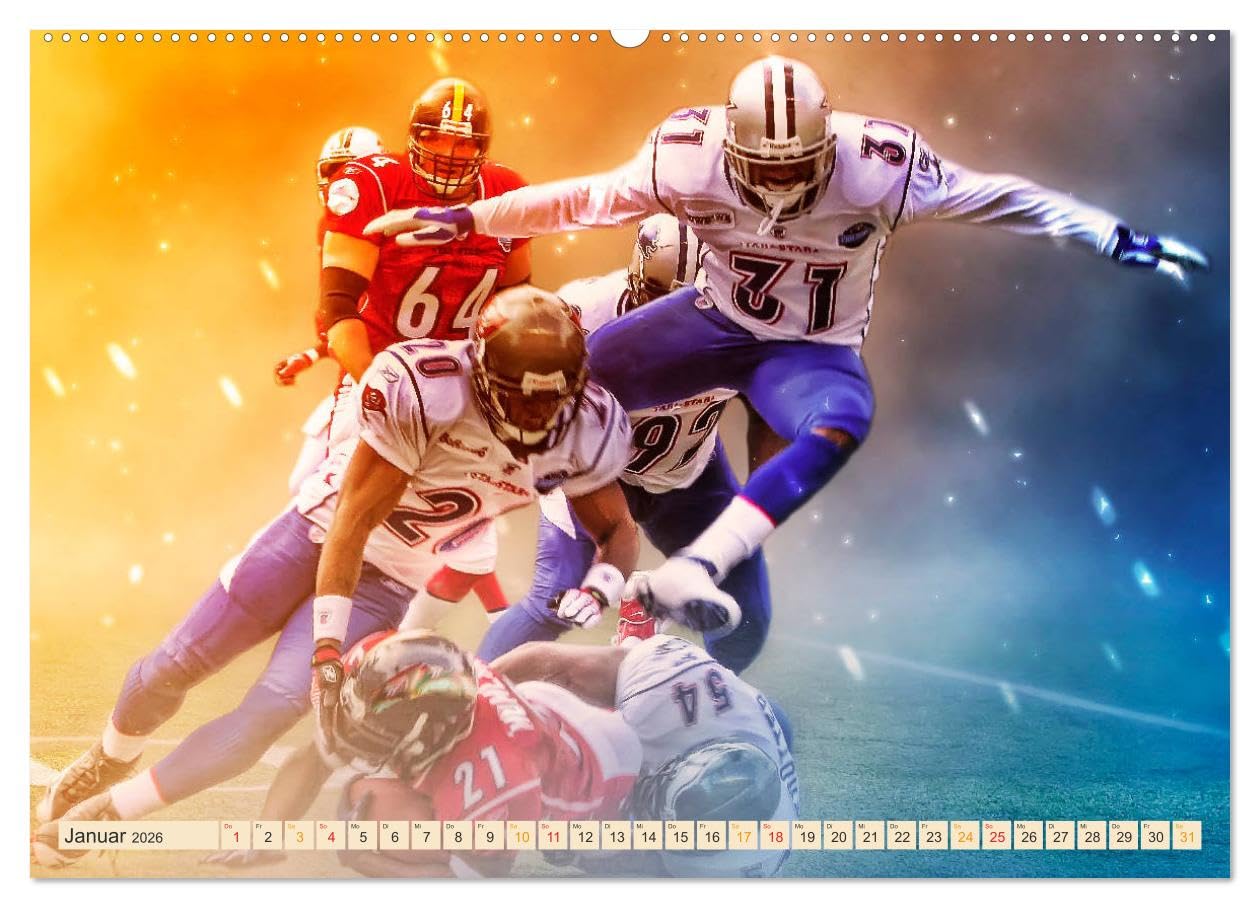 American Football - Fight (hochwertiger Premium Wandkalender 2026 DIN A2 quer), Kunstdruck in Hochglanz: American Football, Teamsport der ... in Wasserfarben-Technik. (CALVENDO Sport)