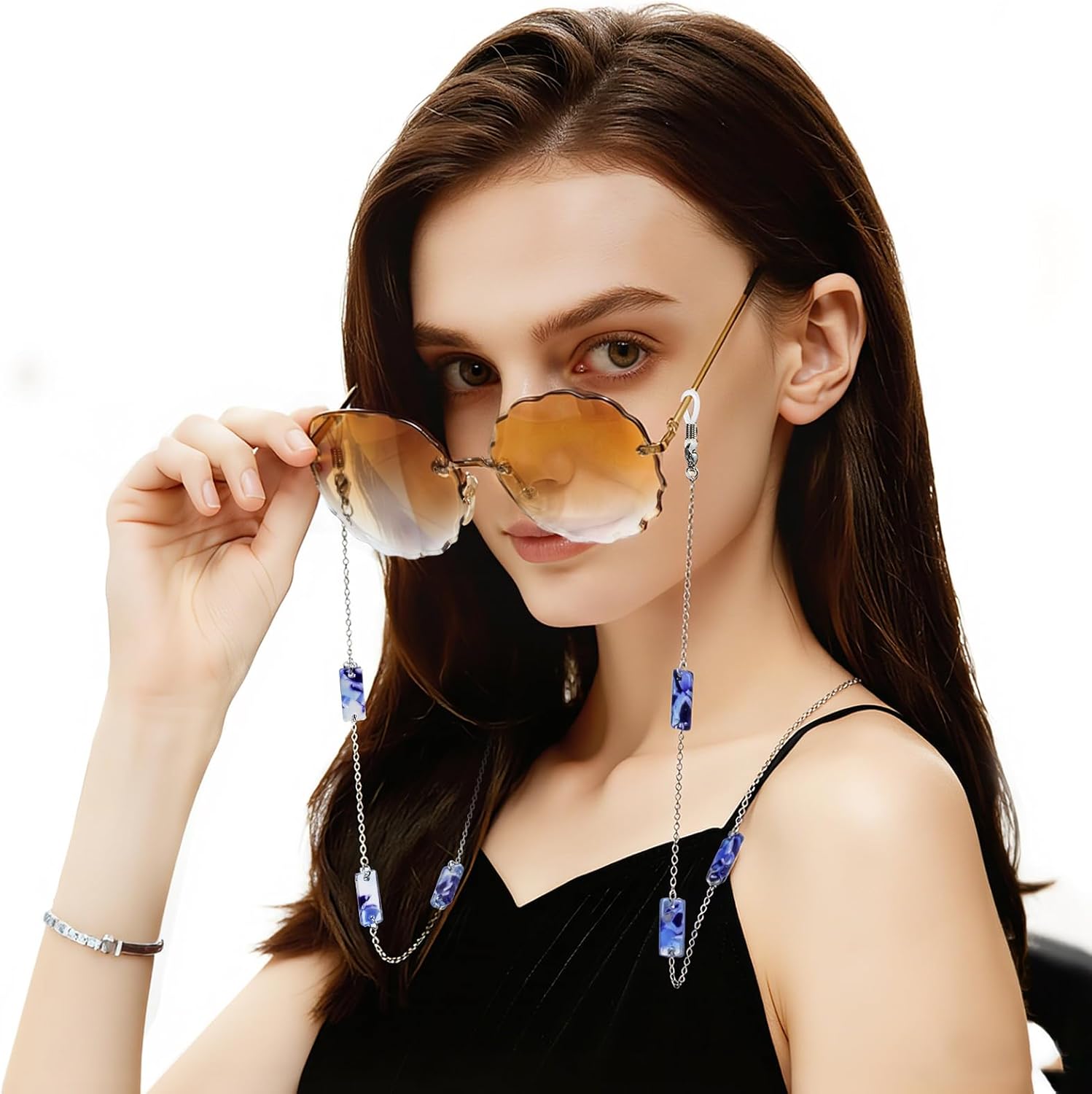 Josteve Eyeglass Chain Ends, Tighter Adjustable Silicone End Loops Connectors for Eye Glasses Holder, Strap Glasses Chain