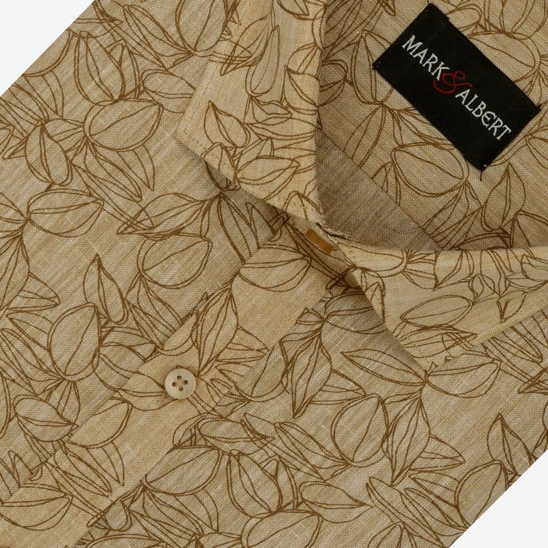 Image of MARK & ALBERT Men's Half Sleeve Linen Slim Fit Shirt