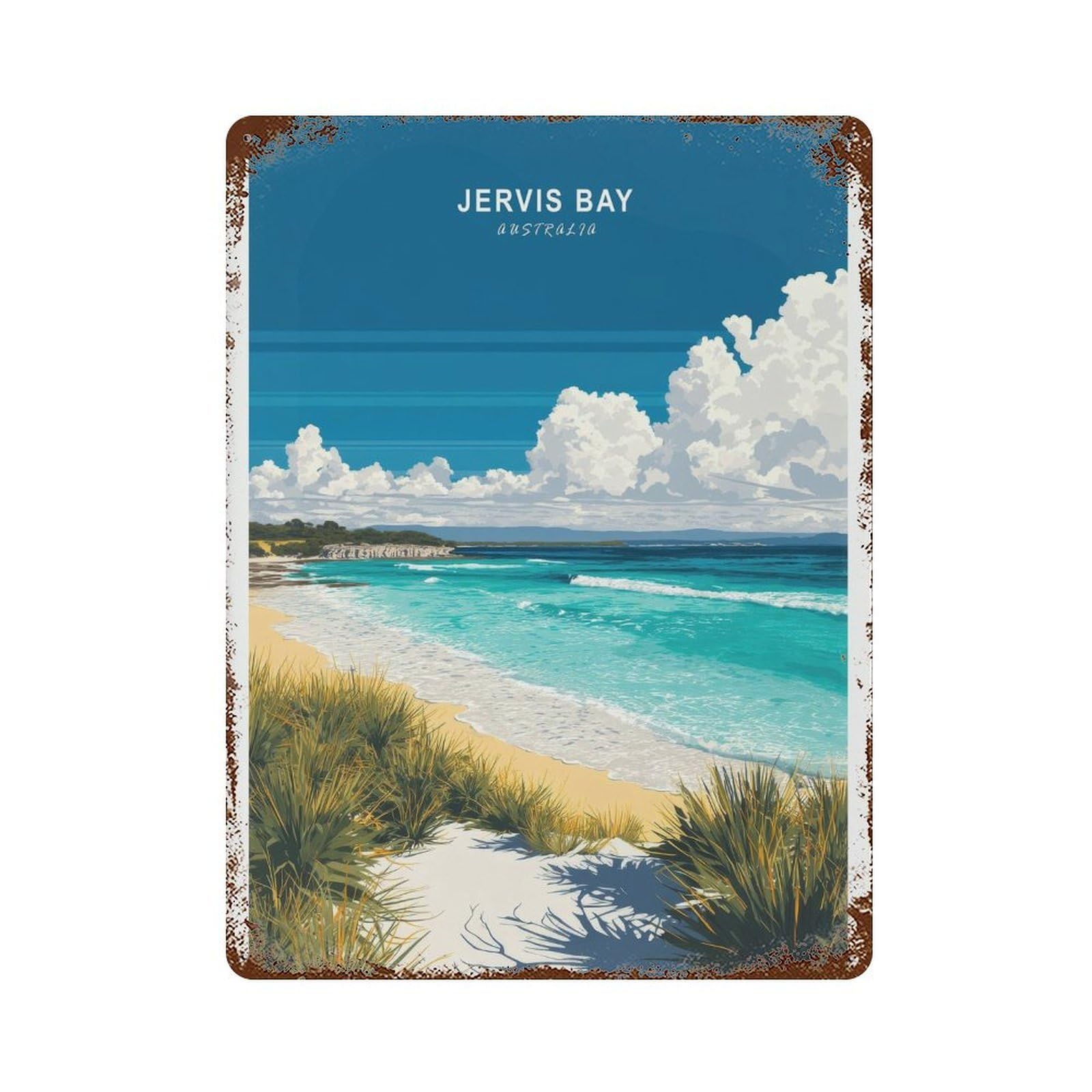 xiaoxiaoshen Jervis Bay Australia Travel Beach Landscape Coastal Wall Decor Art Metal Tin Poster Modern Home Decor Art Home Bar Shop Decorations Vintage Sign 40x30cm
