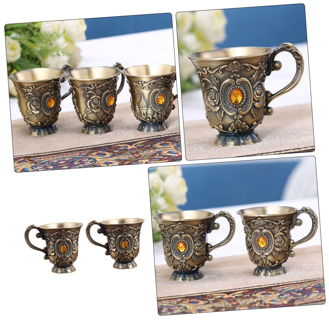 Verres à vin en cuivre, Tasse de Sacrifice 1 pièce, Verre à Shot Vintage en Relief, coudières for Bureau, Coupe de Calice Royal, gobelet à vin, Verre à vin en Laiton Gothique
